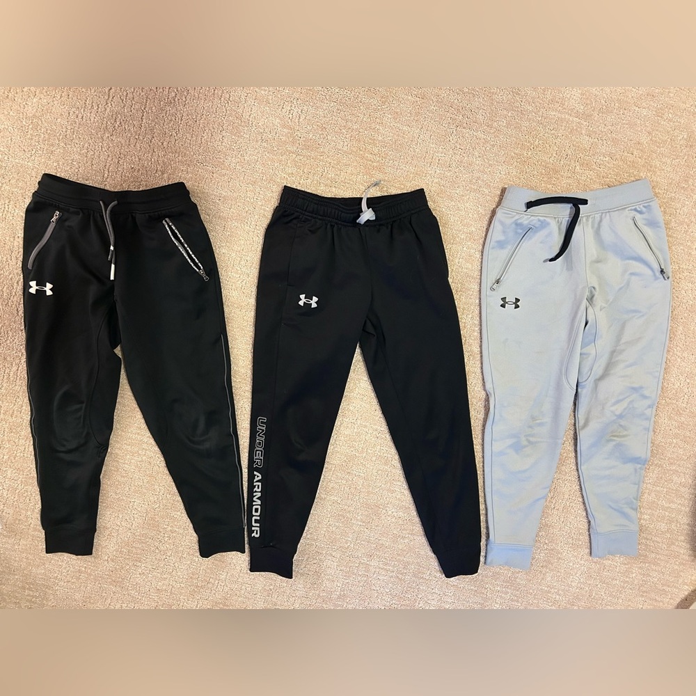 Boys Under Armour  joggers- Black and Gray Trio
